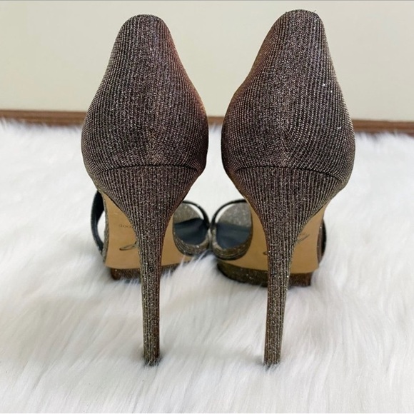 Brian Atwood Metallic Gold Strappy Sandal with Stiletto Heel Women's Sz 8.5 EUC - Picture 6 of 6